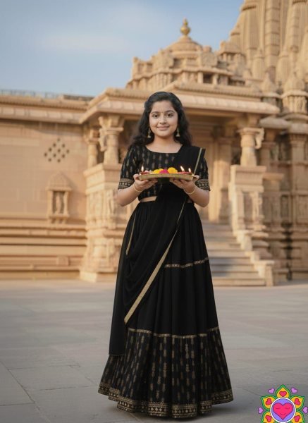 Unique Black Girls Lehenga Set with Dupatta for Festive Collection Girls Wear