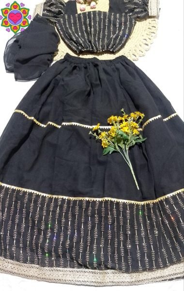 Unique Black Girls Lehenga Set with Dupatta for Festive Collection Girls Wear