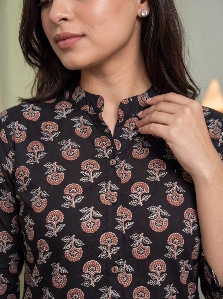 Unique Black Premium Cotton Printed Kurti Set with Comfortable Matching Pant Printed Kurtis