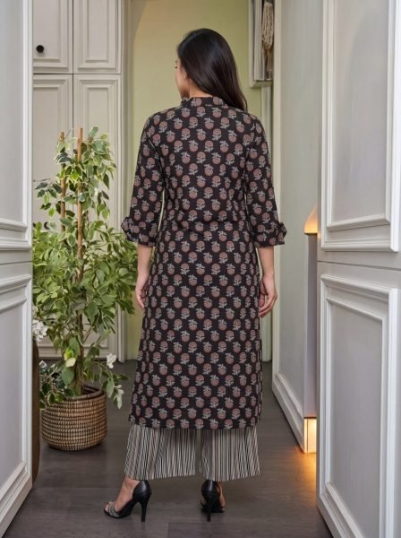 Unique Black Premium Cotton Printed Kurti Set with Comfortable Matching Pant Printed Kurtis