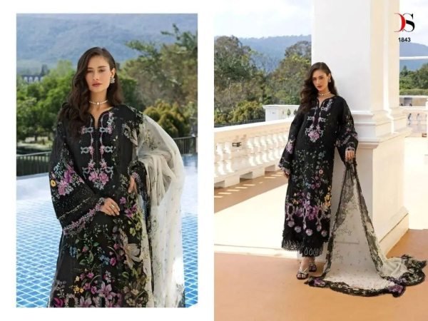 Unique Black Pure Cotton Salwar Kameez with Solid Cotton Bottom For Party Pakistani Suits Wholesale