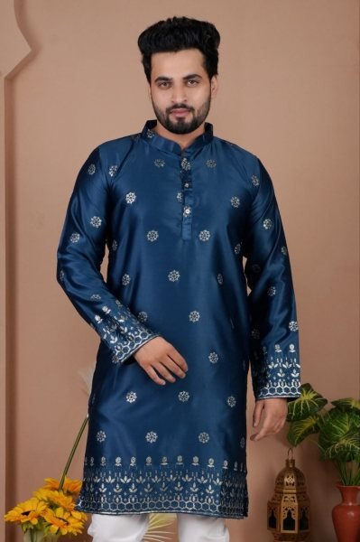 Unique Blue Classic Kurta Pyjama Set with Modern Designer Touch Kurta Pajama Wholesale
