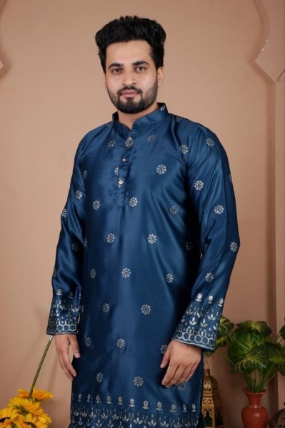 Unique Blue Classic Kurta Pyjama Set with Modern Designer Touch Kurta Pajama Wholesale