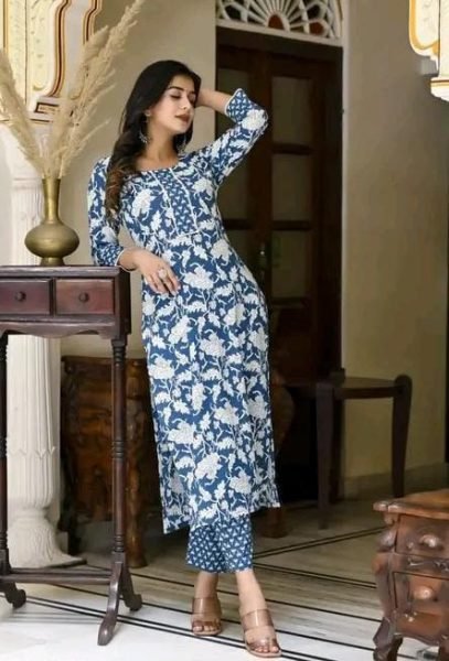 Unique Cotton Digital Print Kurti Pant Set for Daily wear  Printed Kurtis