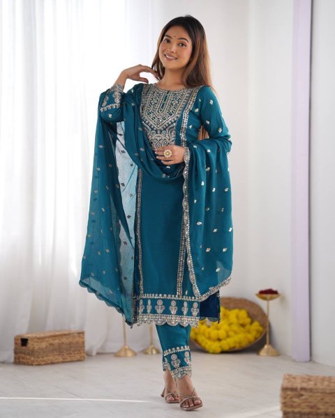 Unique Designer Fancy Heavy Embroidery Work Suits And Dupatta For Women Ready To Wear Collection