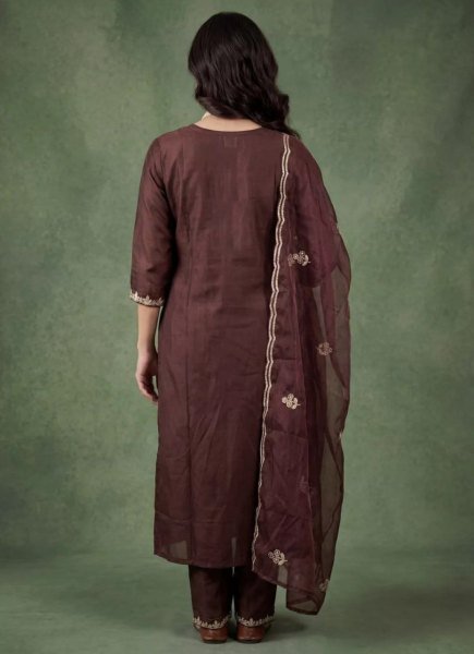 Unique Embroidery Work Cotton Silk Kurta Pant Set with Organza Dupatta for Women Embroidery Kurtis 