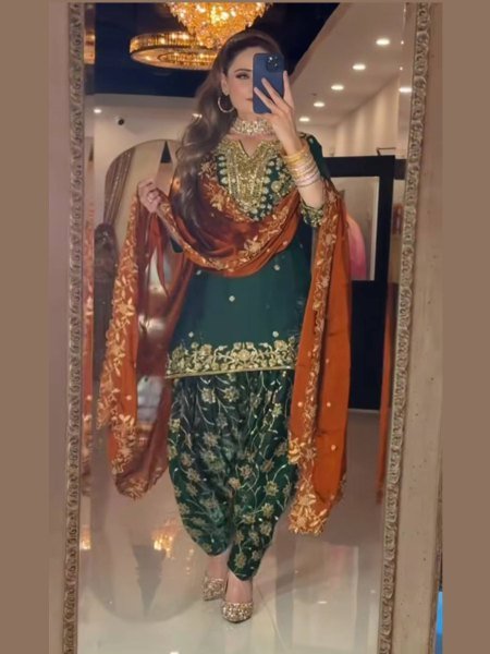 Unique Heavy Chinon Silk Dhoti Style Suit with 5mm Sequence Embroidery with Dupatta for Party Wear Ready To Wear Suit