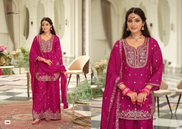 Unique Hot Pink Designer Heavy Chinon Apple Cut Top Plazo Dupatta Set at Wholeslae Rate Designer Plazzo Salwar Suits Wholesale