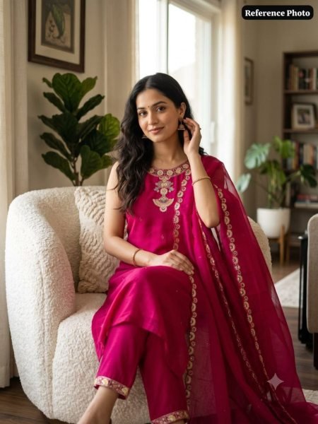 Unique Hot Pink Mul Chanderi Kurti Set with Embroidered Dupatta at Manufacturer  Embroidery Kurtis 