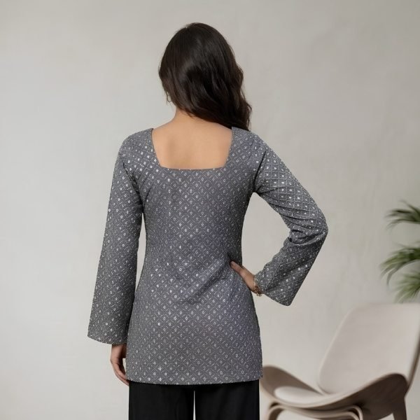 Unique Lightweight Embroidered Short Trendy Straight Cut Design Kurti For Festive Occasions Full Set Kurti