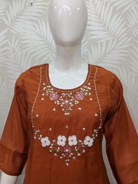 Real Handwork for a Graceful ethnic look Short Top Palazzo Set with duptta for best rate  3 Piece Kurti Set