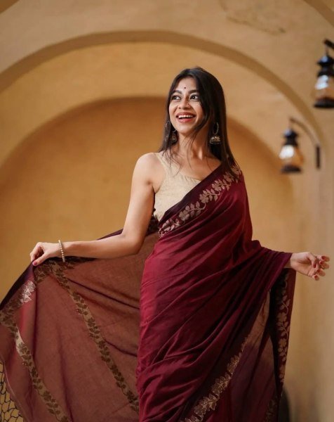 Unique Maroon Linen Cotton Saree Collection at Manufacturer Price for Women Cotton Sarees Wholesale