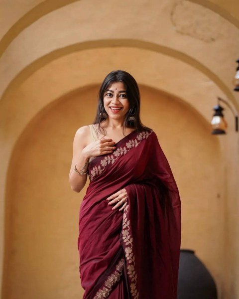 Unique Maroon Linen Cotton Saree Collection at Manufacturer Price for Women Cotton Sarees Wholesale
