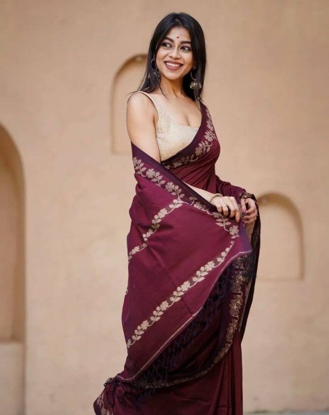 Unique Maroon Linen Cotton Saree Collection at Manufacturer Price for Women Cotton Sarees Wholesale