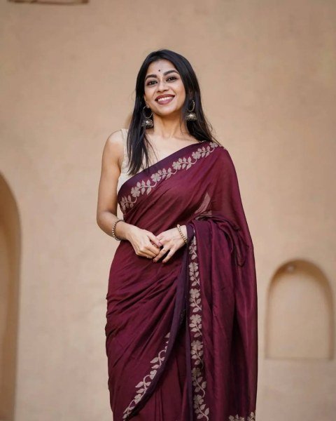 Unique Maroon Linen Cotton Saree Collection at Manufacturer Price for Women Cotton Sarees Wholesale