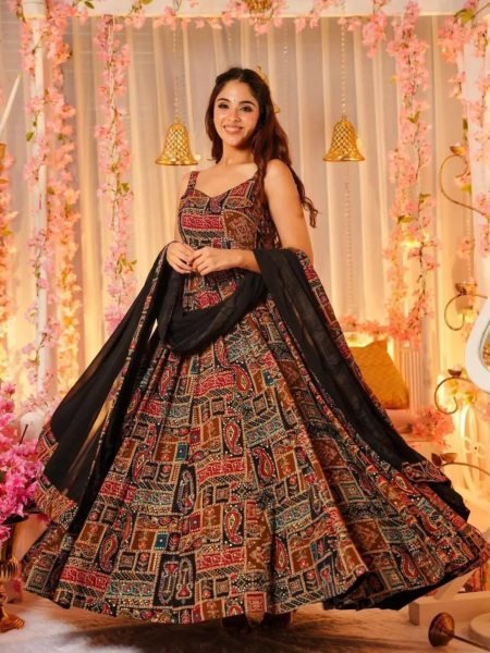 Unique Multiecolor Soft Cotton  Fox Georgette  Anarkali Kurti  