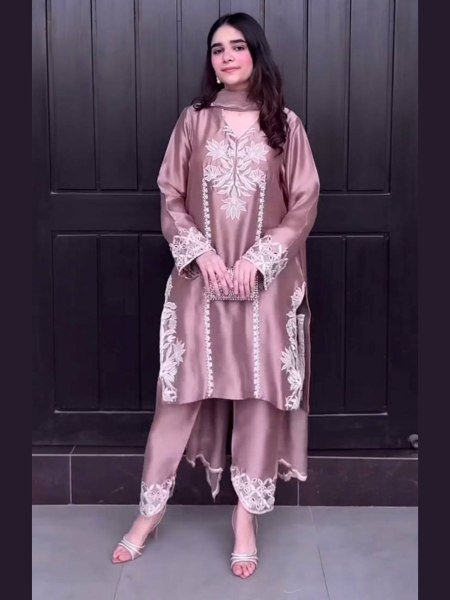 Unique Natural Crepe Farshi Salwar Set with Organza Dupatta for Resellers at Manufacturer Rate Ready To Wear Suit