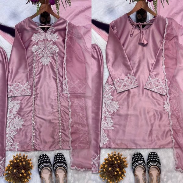 Unique Natural Crepe Farshi Salwar Set with Organza Dupatta for Resellers at Manufacturer Rate Ready To Wear Collection