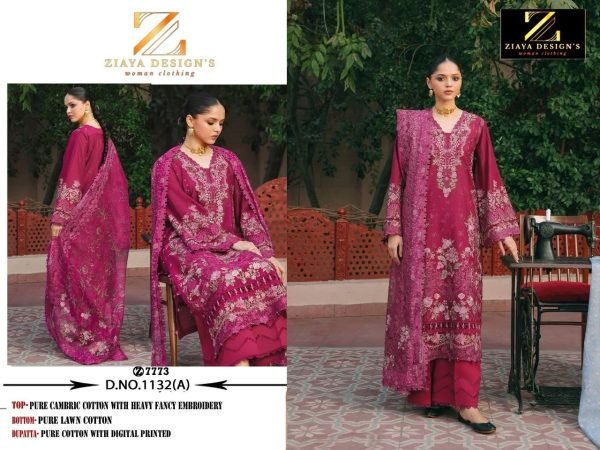 Unique Pink Embroidered Cotton Suit Set with Lawn Bottom and Printed Dupatta Pakistani Suits Wholesale