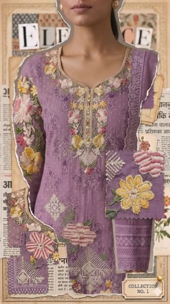 Unique Purple Boutique Style Heavy Georgette Suit Set with Embroidered Dupatta Pakistani Suits Wholesale
