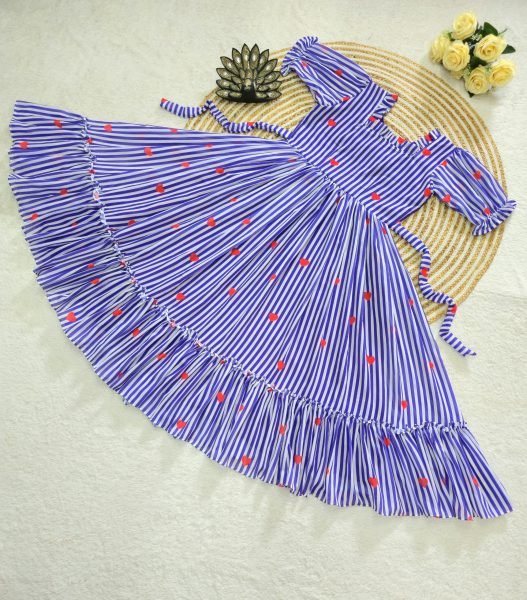 Unique Purple Designer Mul Chanderi Midi Dress for Women Western Ladies Top Wholesale