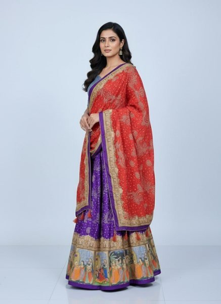 Unique Purple Digital Print Dola Silk Lehenga with Matching Blouse at Manufacturer Rate Designer Lehenga Choli