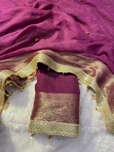 Unique Purple Soft Tissue Silk Ghungroo Saree with Ghungroo Embellished Blouse Silk Sarees Wholesale