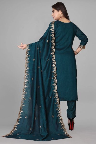 Unique Rayon Slub Embroidered Kurti Pant Set with Organza Dupatta for Resellers and Retailers Embroidery Kurtis 