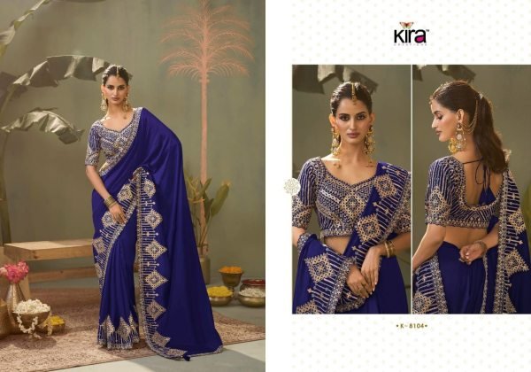 Unique Royal Blue Elegant Kira Brand Silk Saree with Traditional Gota Patti Design Silk Sarees Wholesale
