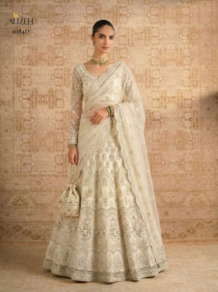 Unique White Butterfly Net Bridal Lehenga with Banglori Silk Inner for Women Bridal Lehenga Choli