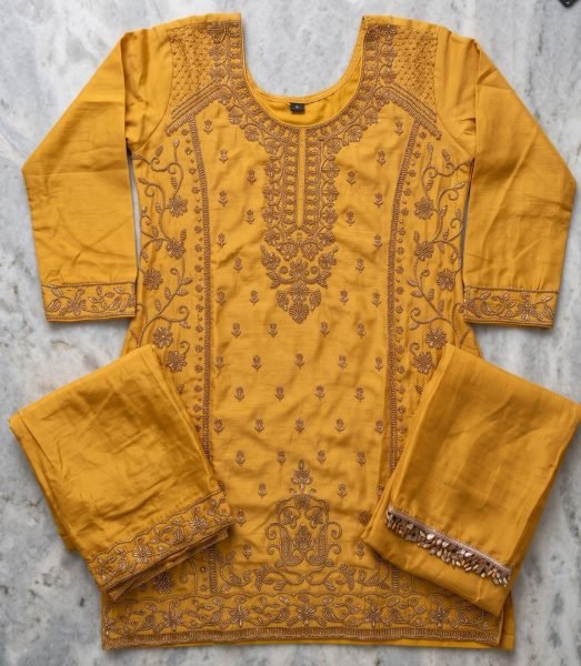 Unique Yellow Chinon Silk Palazzo Suit Set with Heavy Beads Work and Tassel Dupatta Designer Plazzo Salwar Suits Wholesale