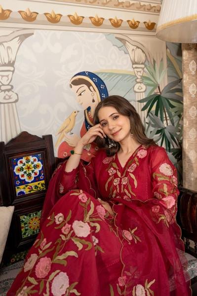 Unmatched Burgundy Color Muslin Embroidered Kurta Set with Dupatta Anarkali Kurtis 