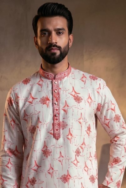 Unparalleled Pearl Pink Cotton Kurta Set With Embroidery Work For Festival Wear Boys Wear