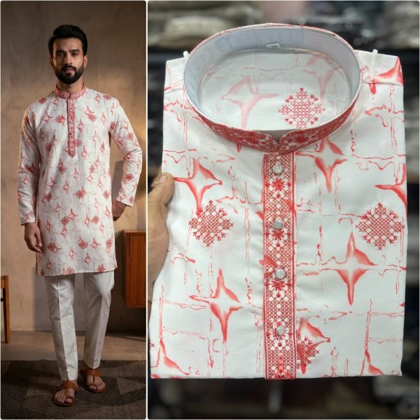Unparalleled Pearl Pink Cotton Kurta Set With Embroidery Work For Festival Wear Boys Wear
