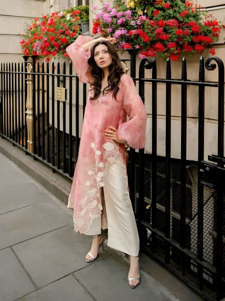 Unparalleled Pink Designer Organza Shrug with Rayon Pant and Cotton Inner Top 
