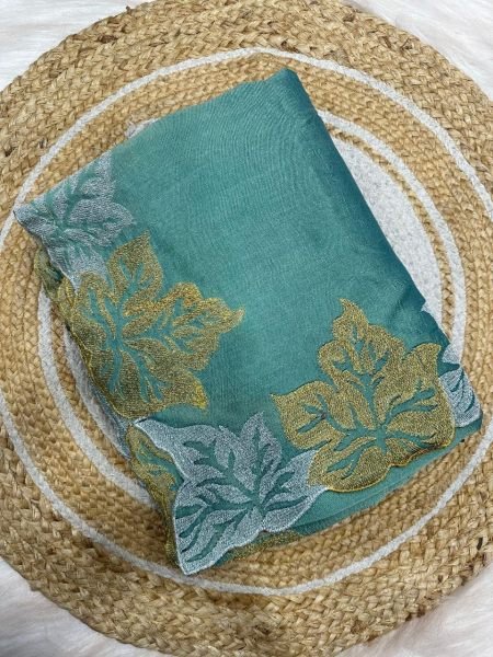 Unparalleled Sky Blue Blooming Vichitra Silk Saree with Gold And Silver Zari Work Embroidery Sarees Wholesale