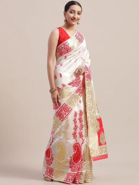 Unparalleled White Elegant Festival Wear Pure Soft Silk Saree with Premium Original Zari Work Silk Sarees Wholesale
