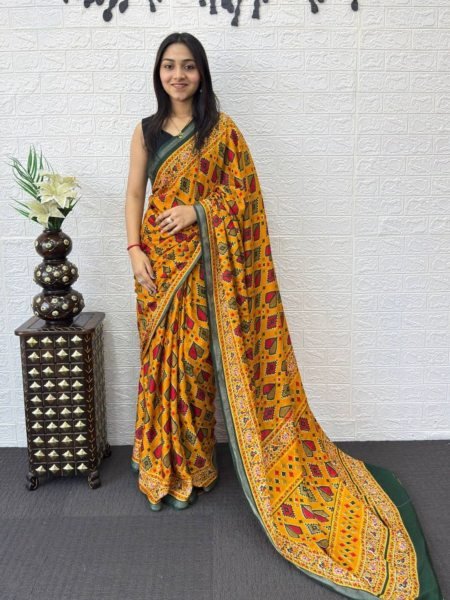 Unparalleled Yellow Mall Cotton Saree with Traditional Print for Daily Wear Printed Cotton Sarees Wholesale