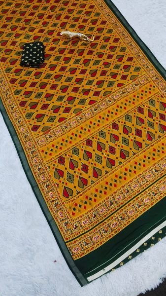 Unparalleled Yellow Mall Cotton Saree with Traditional Print for Daily Wear Printed Cotton Sarees Wholesale