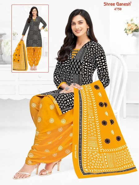 Unstitched Cotton Punjabi Suit Patiala Style with Dupatta Dress Material 