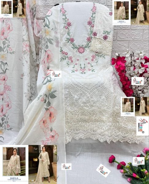 Unstitched Pure Cotton Salwar Suit Material Embroidered Pakistani Suits Wholesale