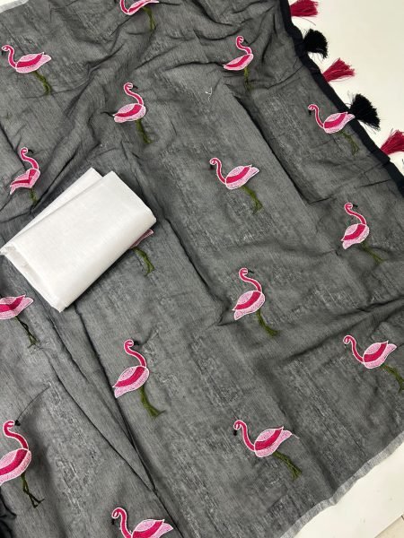 Upscale Black Designer Soft Chanderi Cotton Saree with Fancy Tassels Pallu at Manufacturer  Printed Cotton Sarees Wholesale