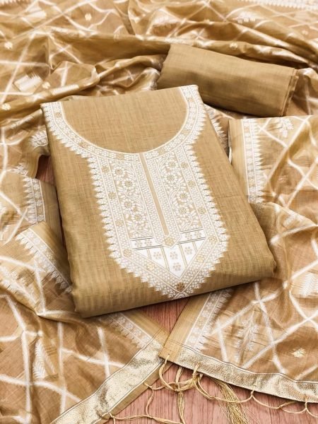 Upscale Cream Pichwai Weaving Suit Set for Boutique and Reseller Buyers Cotton Dress Material