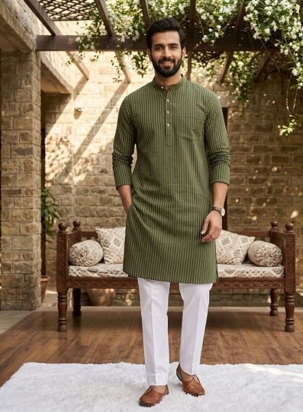 Upscale Green Pure Cotton Kurta for Men at Manufacturer Price Kurta Pajama Wholesale