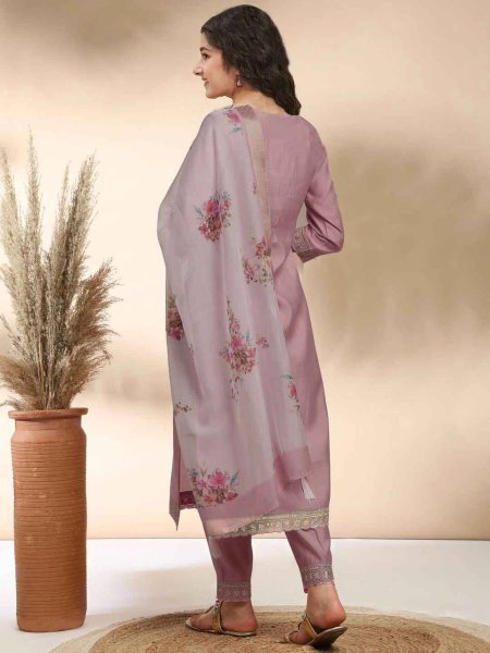 Upscale Mauve Girls Ethnic Cotton Kurti Set with Digital Dupatta for Festive Wear Girls Wear