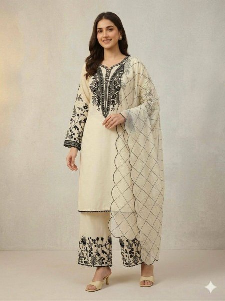 Upscale Off White Mal Cotton Ethnic Wear Collection at Manufacturer Price Ready To Wear Suit