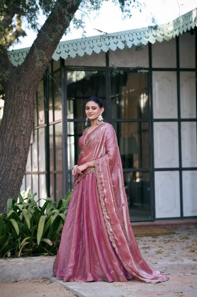 Upscale Pink Thread Embroidery Lehenga with Lace Work for Wedding Designer Lehenga Choli