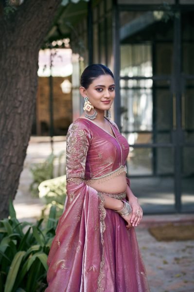 Upscale Pink Thread Embroidery Lehenga with Lace Work for Wedding Designer Lehenga Choli