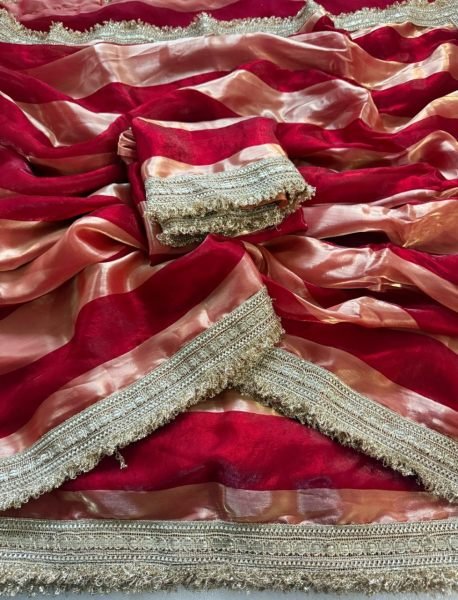 Upscale Red Color Satin Silk Saree with 5 5 Meter Length For Diwali Festival Silk Sarees Wholesale