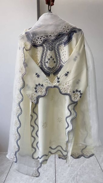 Upscale White Hania Aamir Inspired Pakistani Suit Set with Cut Work Ready To Wear Collection